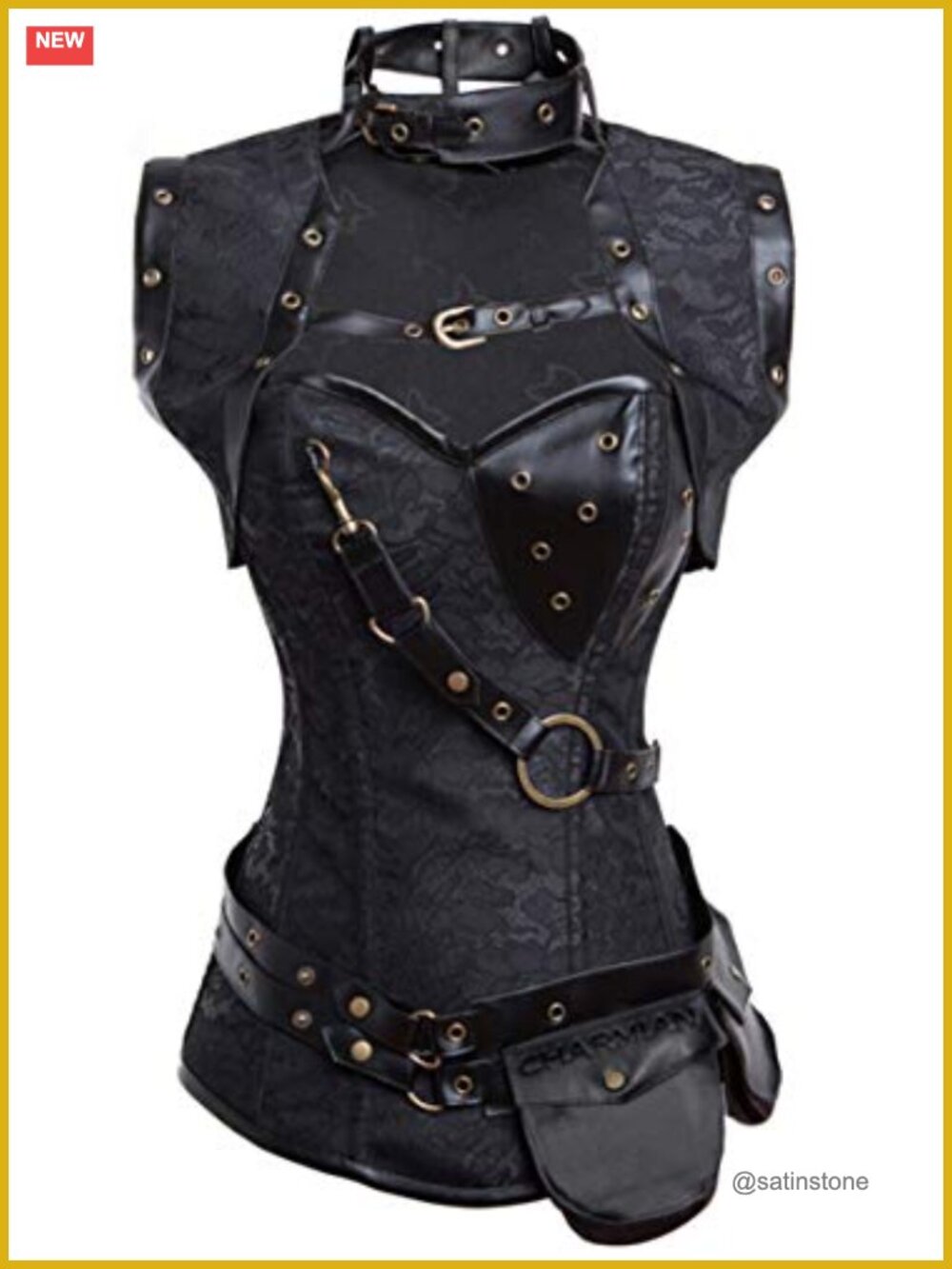 Spiral Steel Boned Steampunk Corset Top Lace-Up Back Hand Wash